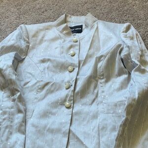 Giorgio Armani Women's Striped Cream Blazer